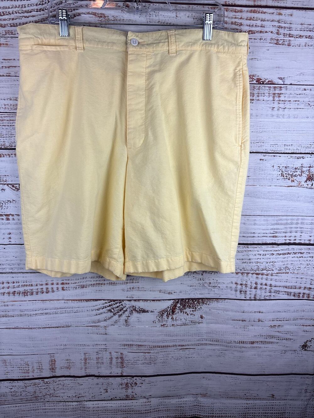 Mens VTG 90s Structure Oxford Flat Front Shorts Light Yellow Preppy Cotton Sz 36